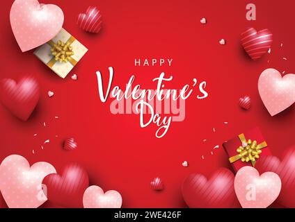 Affiche de la Saint-Valentin ou bannière avec de nombreux coeurs. Motif vectoriel Illustration de Vecteur