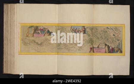 Plan du nouveau chenal de Pontgouin à Versailles, ca. 1693-1696, 1693 - 1696 imprimer carte du nouveau canal qui conduit l'eau de la rivière Eure de Pontgouin à Versailles, ca. 1693-1696. Avec des nymphes d'eau et des dieux de rivière. L'impression fait partie d'un album. Imprimeur : Francepublisher : ParisLes cartes de gravure sur papier de la Haye de différents pays ou régions. canal Château de Versailles Banque D'Images