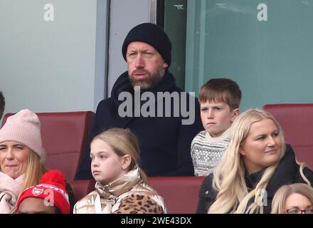 Graham Potter, entraîneur de football anglais, regarde depuis les tribunes. - Arsenal v Crystal Palace, Premier League, Emirates Stadium, Londres, Royaume-Uni - 20 janvier 2024. Usage éditorial uniquement - des restrictions DataCo s'appliquent. Banque D'Images