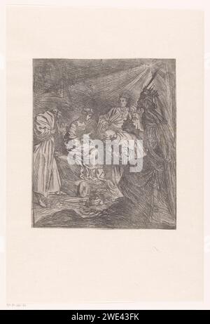 Adoration des Rois, Claude Vignon, 1619 estampe Rome papier gravure adoration des rois : les Sages présentent leurs dons au Christ-enfant (or, encens et myrrhe) Banque D'Images