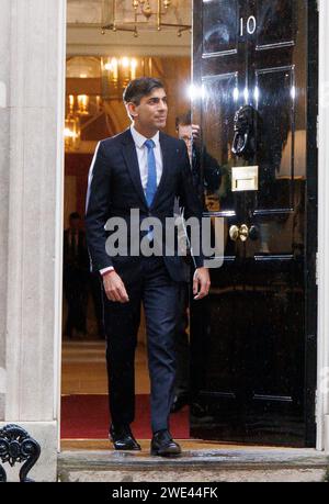 Londres, Royaume-Uni. 23 janvier 2024. Rishi Sunak, rencontre le Premier ministre belge, Alexander de Croo, au numéro 10. Crédit : Mark Thomas/Alamy Live News Banque D'Images