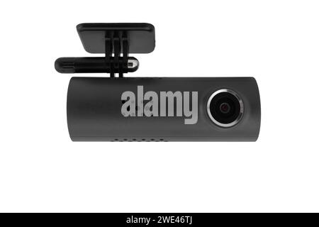 Came de tableau de bord. Dash Camera isolé fond blanc. DVR voiture. Caméscope portable DVR mobile isolé Banque D'Images