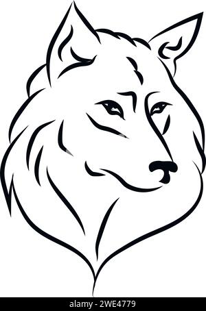 tatouage de tête de loup noir et blanc Illustration de Vecteur