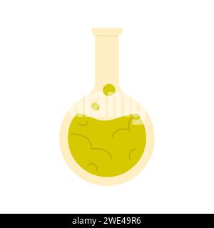 Flacon avec potion verte magique. Élixir poison sorcier, illustration vectorielle de dessin animé rituel de sorcière occulte Illustration de Vecteur