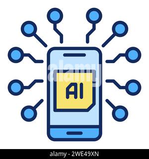 Ai Smart Phone Device Vector concept coloré icône ou signe moderne Illustration de Vecteur