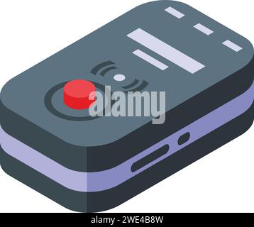 Vecteur isométrique de l'icône de suivi du bouton rouge. Centre mondial. Données de service Illustration de Vecteur