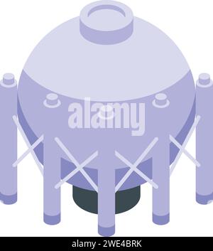 Vecteur isométrique de l'icône du réservoir d'hydrogène. Stockage du ravitaillement en carburant. Usine bio Illustration de Vecteur