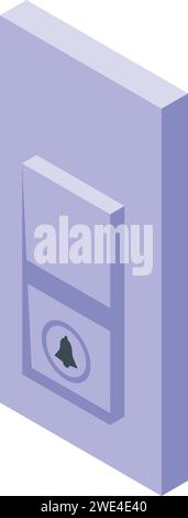 Vecteur isométrique d'icône de cloche de porte de bouton. Son de sécurité. Touche d'urgence Illustration de Vecteur