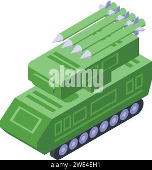 Vecteur isométrique de l'icône du lanceur mortel. Conflit de pièces. Défense armée Illustration de Vecteur