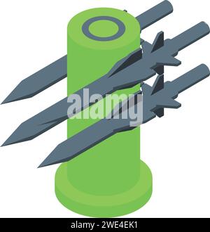 Vecteur isométrique de l'icône du système de missile. Unité du modèle. Véhicule avion de guerre Illustration de Vecteur