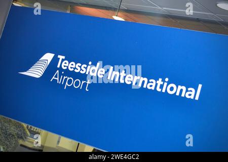 Enseigne de l'aéroport international de Teesside Banque D'Images