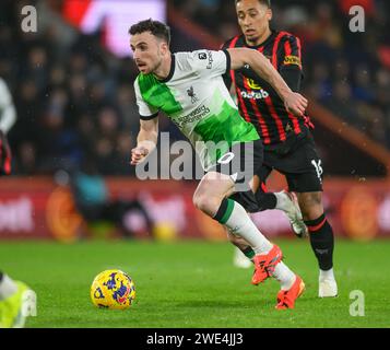 Londres, Royaume-Uni. 21 janvier 2024 - AFC Bournemouth - Liverpool - Premier League - Vitality Stadium. Le Diogo Jota de Liverpool en action. Crédit photo : Mark pain / Alamy Live News Banque D'Images