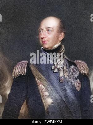 Sir Edward Codrington 1770 à 1851 englischer Admiral, Held der Schlacht von Trafalgar und der Schlacht von Navarino, Historisch, digital restaurerte Reproduktion von einer Vorlage aus dem 19. Jahrhundert, Date d'enregistrement non indiquée Banque D'Images