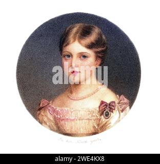 Prinzessin Alexundrina Victoria von Sachsen-Coburg 1819 bis 1901 spätere Königin Victoria Alter 9 Jahre, Historisch, digital restaurierte Reproduktion von einer Vorlage aus dem 19. Jahrhundert, Date d'enregistrement non indiquée Banque D'Images