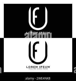 Logo de lettre initiale UF. Monogramme à motif alphabet U et F. Illustration de Vecteur