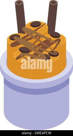 Vecteur isométrique d'icône de crème glacée au chocolat. Friandises alimentaires. Le lait congele les fruits Illustration de Vecteur