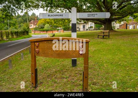 Le panneau du village pour Fryerning près d'Ingatestone Essex Banque D'Images