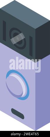 Vecteur isométrique de l'icône du bouton de chiffre de contrôle. Sonnette de porte. Son de sécurité Illustration de Vecteur