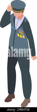 Vecteur isométrique de l'icône du commandant de l'armée. Véhicule lourd armé. Modèle de machine Illustration de Vecteur