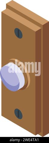 Vecteur isométrique d'icône de bouton de sonnette de porte de sécurité. Structure tactile. Avis de contrôle Illustration de Vecteur