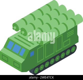 Vecteur isométrique d'icône de système de missile anti-aérien. Modèle d'unité. Guerre des véhicules Illustration de Vecteur