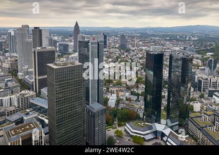 Vue aérienne sur le centre-ville de Francfort-sur-le-main, Allemagne Banque D'Images