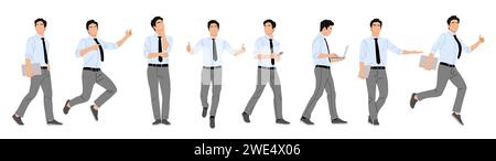 Jeu de caractères hommes d'affaires dans différentes poses. Illustration de Vecteur