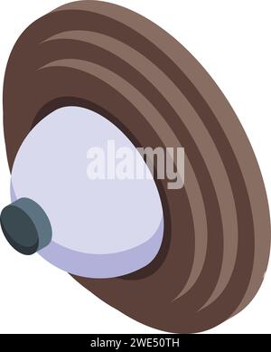 Vecteur isométrique d'icône de bouton de cloche de petite porte. Contrôle de la sécurité. Musique sonore Illustration de Vecteur