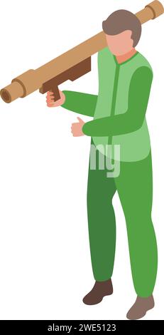 Vecteur isométrique d'icône de soldat de l'armée. Arme à feu à picots. Modèle d'unité Illustration de Vecteur