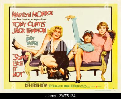 Certains Like IT Hot (United Artists, 1959). Affiche de film vintage. Marilyn Monroe, Tony Curtis, Jack Lemmon. Banque D'Images