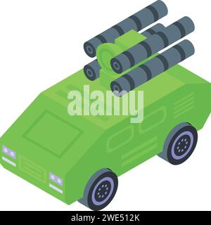 Vecteur isométrique d'icône de véhicule armé. Camion défensif. Machine de guerre Illustration de Vecteur