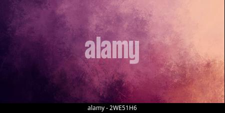 Couleur rose et violet grunge peint abstrait fond clair dégradé design de texture art avec motif de fumée de brouillard fond de couleurs sombres et claires Banque D'Images
