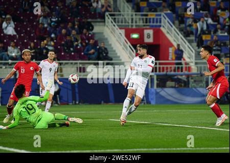 Doha, Qatar. 23 janvier 2024. HONG KONG, CHINE VS PALESTINE：Groupe B - AFC Asian Cup Qatar au stade Abdullah Bin Khalifa. Crédit : Meng Gao/Alamy Live News Banque D'Images