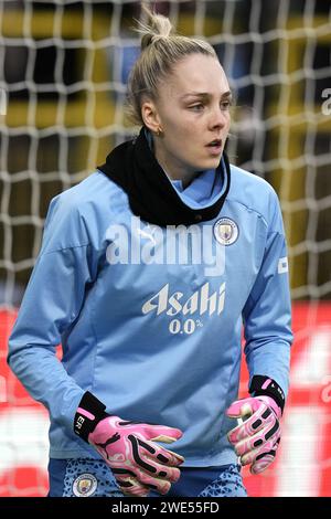 Manchester City Women v Liverpool Women. Super League féminine. 21 janvier 2024. Joie Stadium Manchester MANCHESTER ANGLETERRE -21 JANVIER : Ellie Roebuck de Manchester City lors du match de Super League féminin entre Manchester City et Liverpool au joie Stadium le 21 2024 janvier à Manchester Angleterre. Banque D'Images