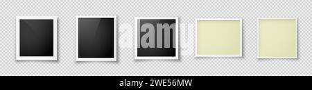 Un ensemble de cinq cadres photo réalistes avec inserts noirs et jaunes. Illustration de Vecteur