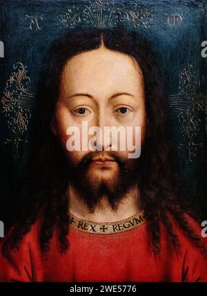 Copie d'après la peinture de Jan van Eyck ; 'la Sainte face du Christ' c.1500 ; huile sur bois de chêne ; Jésus Christ peignant tête et visage. Voir les remarques supplémentaires. Banque D'Images