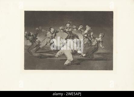 Gaie folie, Francisco de Goya, 1864 imprimer trois femmes et trois hommes dansent. D'une série de dix-huit tirages. Imprimeur : Spainpublisher : Madrid paper graving / Drypoint plus d'un couple dansant (avec LE NOMBRE de couples) Banque D'Images