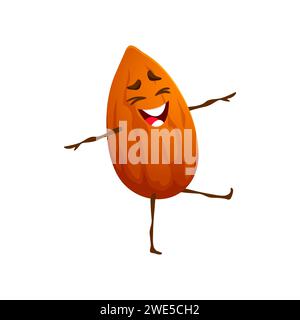 Caractère alimentaire diététique de noix d'amande de dessin animé Keto. Snack cétogène vecteur isolé contiennent des graisses élevées, avec une personnalité amicale et accueillante, apportant un élément ludique et charmant à une alimentation saine Illustration de Vecteur
