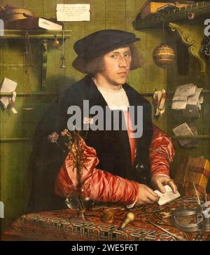 Hans Holbein la peinture la plus jeune ; 'le marchand Georg Giese ou Gisze ; 1532. Portrait du 16e siècle, huile sur bois. Banque D'Images