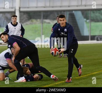 Oriam Sports Centre Edinburgh.Scotland, Royaume-Uni. 23 janvier 2024. Scotland Rugby séance d'entraînement pour le match des six Nations contre le pays de Galles. Crédit : eric mccowat/Alamy Live News Banque D'Images