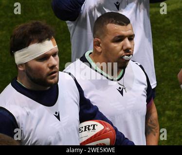 Oriam Sports Centre Edinburgh.Scotland, Royaume-Uni. 23 janvier 2024. Scotland Rugby séance d'entraînement pour le match des six Nations contre le pays de Galles. Crédit : eric mccowat/Alamy Live News Banque D'Images