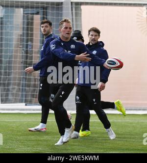 Oriam Sports Centre Edinburgh.Scotland, Royaume-Uni. 23 janvier 2024. Scotland Rugby séance d'entraînement pour le match des six Nations contre le pays de Galles. Crédit : eric mccowat/Alamy Live News Banque D'Images