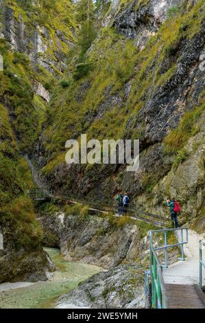 Randonnée dans la gorge, Almbach, Almbachlamm, gorge, canyon, gorge, Parc national de Berchtesgaden, Alpes de Berchtesgaden, haute-Bavière, Bavière, Allemagne Banque D'Images