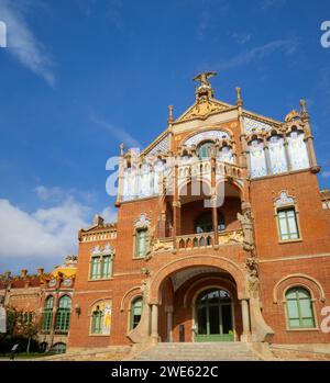 Façade de bâtiment Sant Pau Art Nouveau operacional, Barcelone Banque D'Images