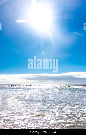 Allemagne, Schleswig-Holstein, soleil brillant sur la mer du Nord Banque D'Images