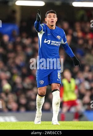 Thiago Silva de Chelsea lors du match de demi-finale de la coupe Carabao au Stamford Stadium, Londres. Date de la photo : mardi 23 janvier 2024. Banque D'Images