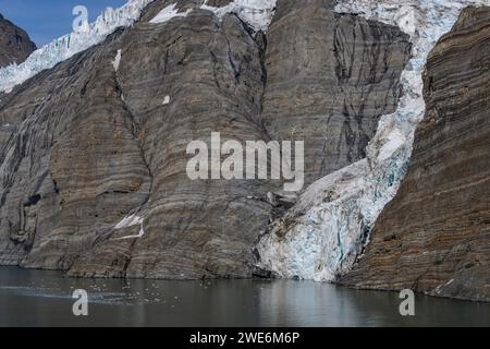 Vue panoramique, Gold Harbor, SGI, glaciers et montagnes, Banque D'Images