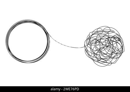 Illustration vectorielle de dessin de ligne emmêlée chaotiquement. Illustration de Vecteur