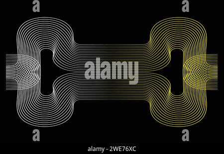 Motif rétro abstrait courbes parallèles lignes rayées vecteur. Illustration de Vecteur