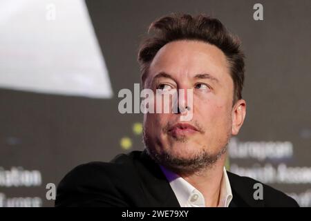 Cracovie, Pologne. 22 janvier 2024. Elon Musk de la RPA assiste à la Conférence de l'Association juive européenne à DoubleTree by Hilton à Cracovie. Conférence sur l'antisémitisme. Crédit : SOPA Images Limited/Alamy Live News Banque D'Images
